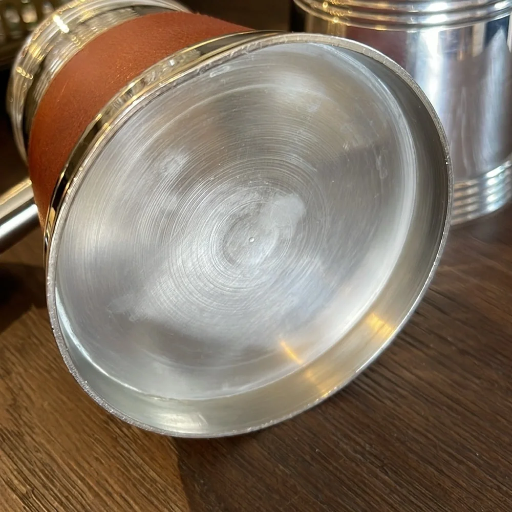 English Silverplated Stag horn mugs